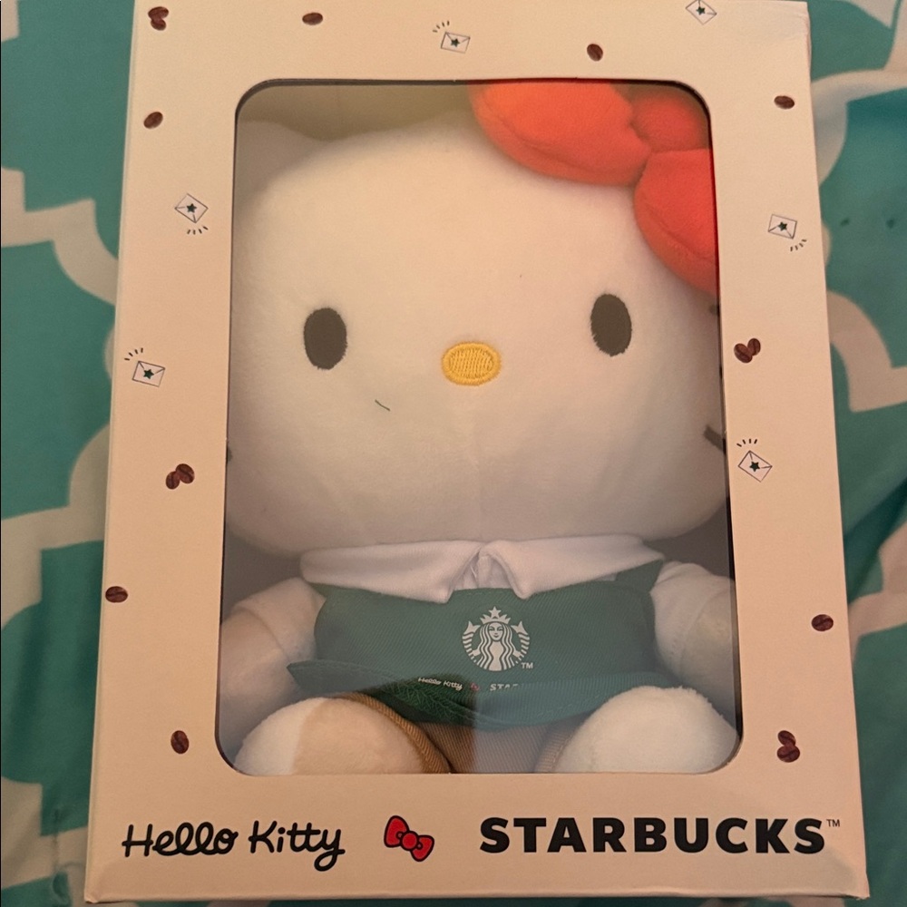 Starbucks Hello Kitty Plush with Red Bow and Green Apron